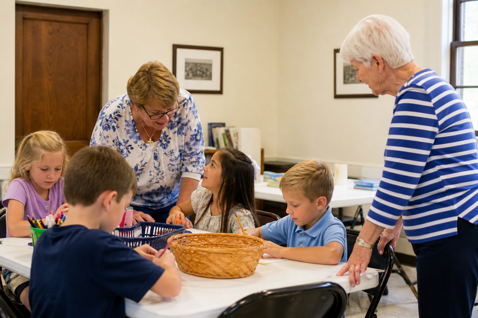 Families and children sharing fellowship at St. Peter's