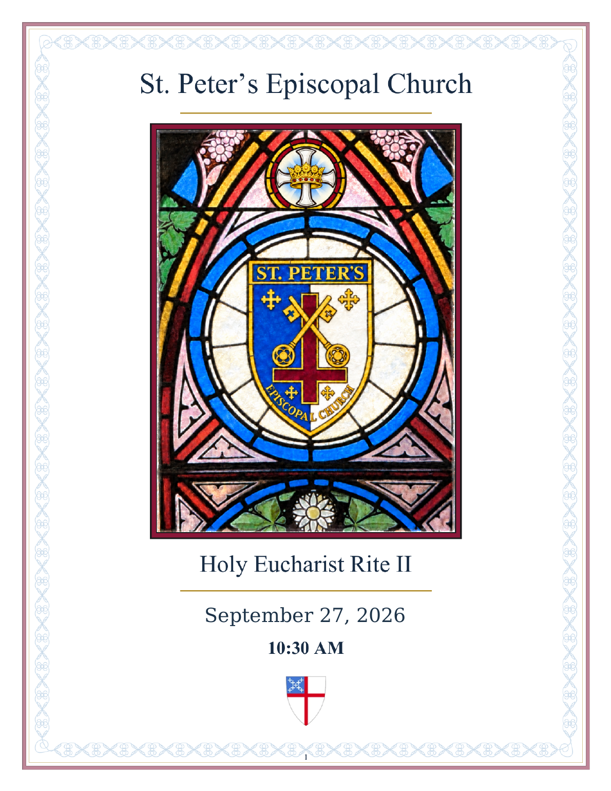 St. Peter’s Episcopal Church, Holy Eucharist Rite II, September 27, 2026 at 10:30 AM