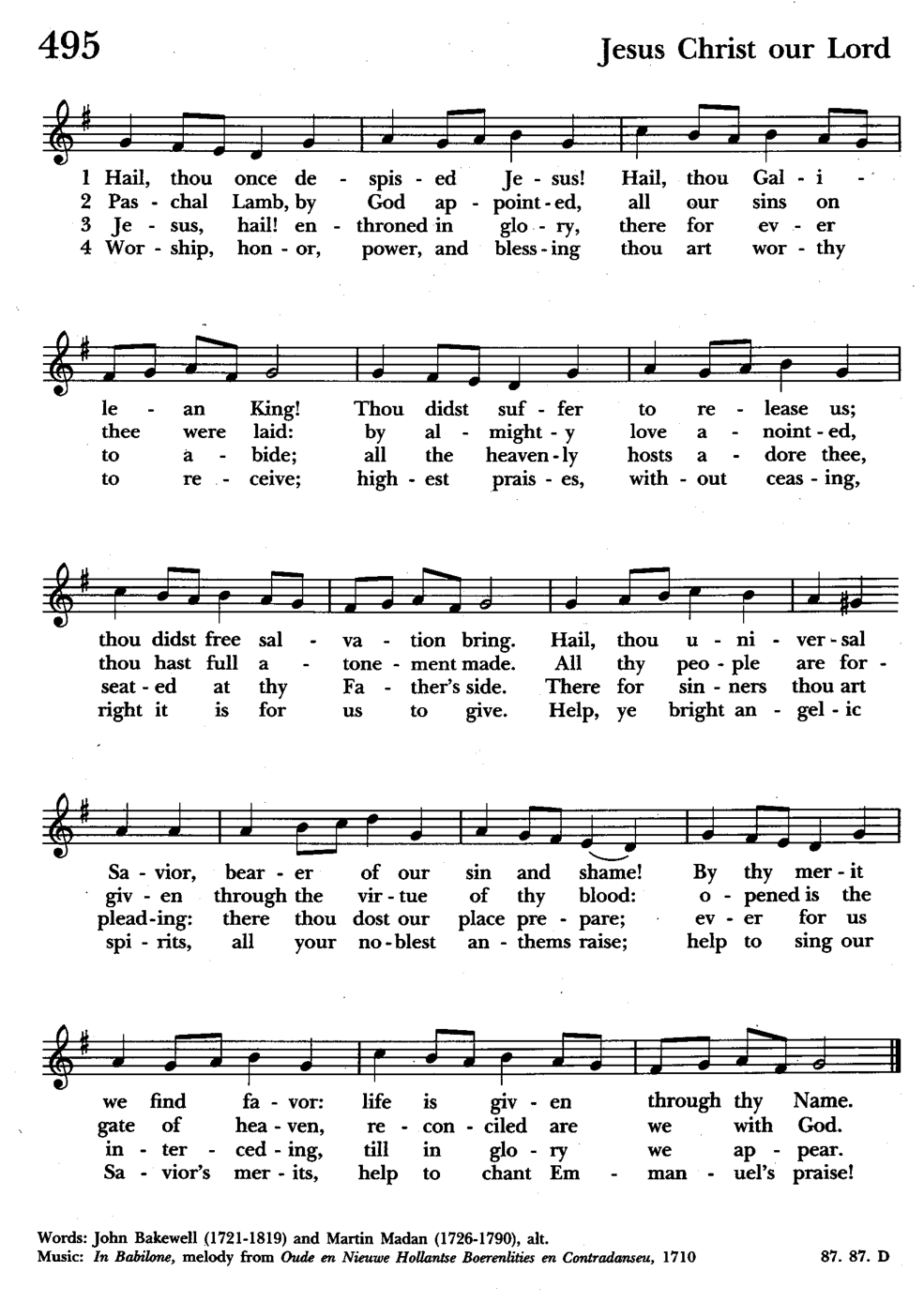 Hymn 495, music and lyrics; sing verses 1–3