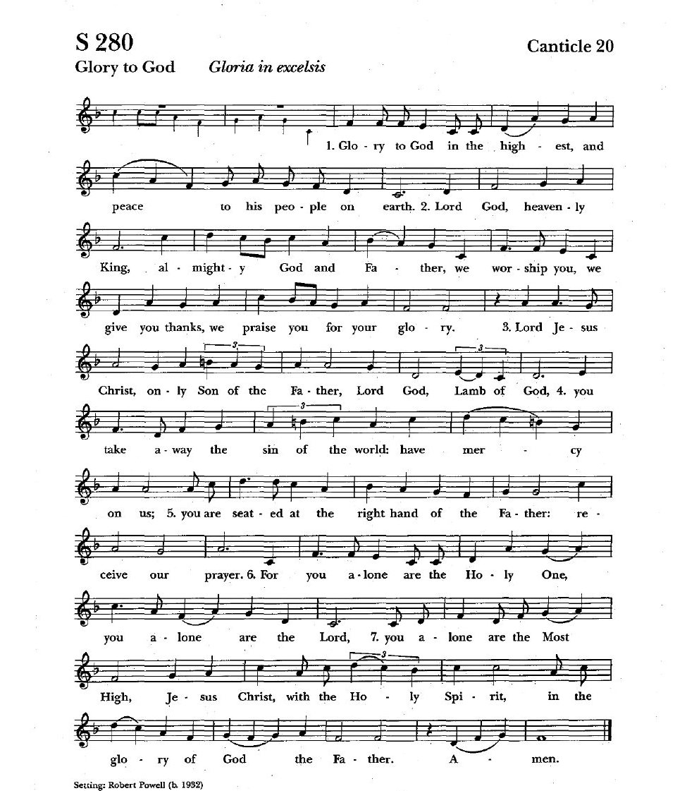 Gloria, S 280, musical notation and text