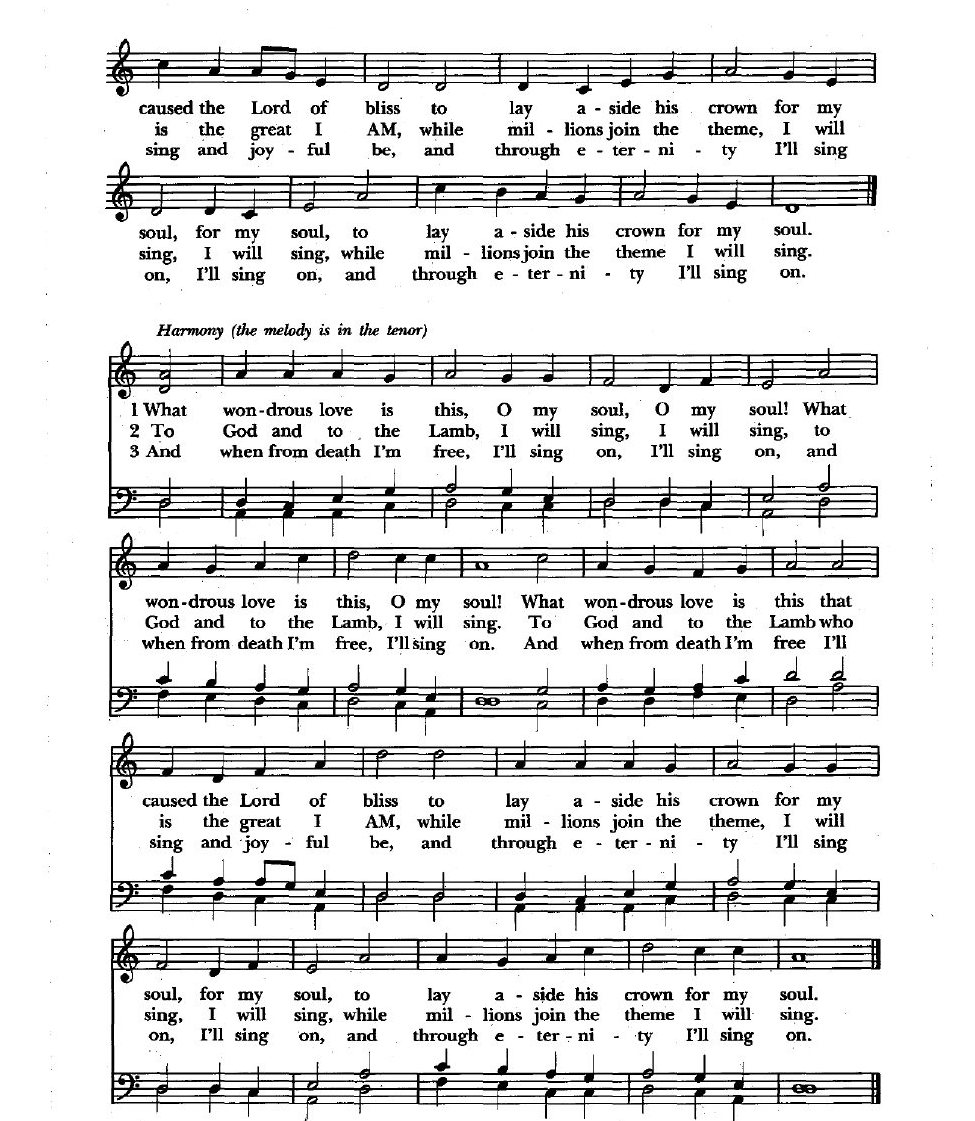 Hymn 439, What Wondrous Love Is This, second music page