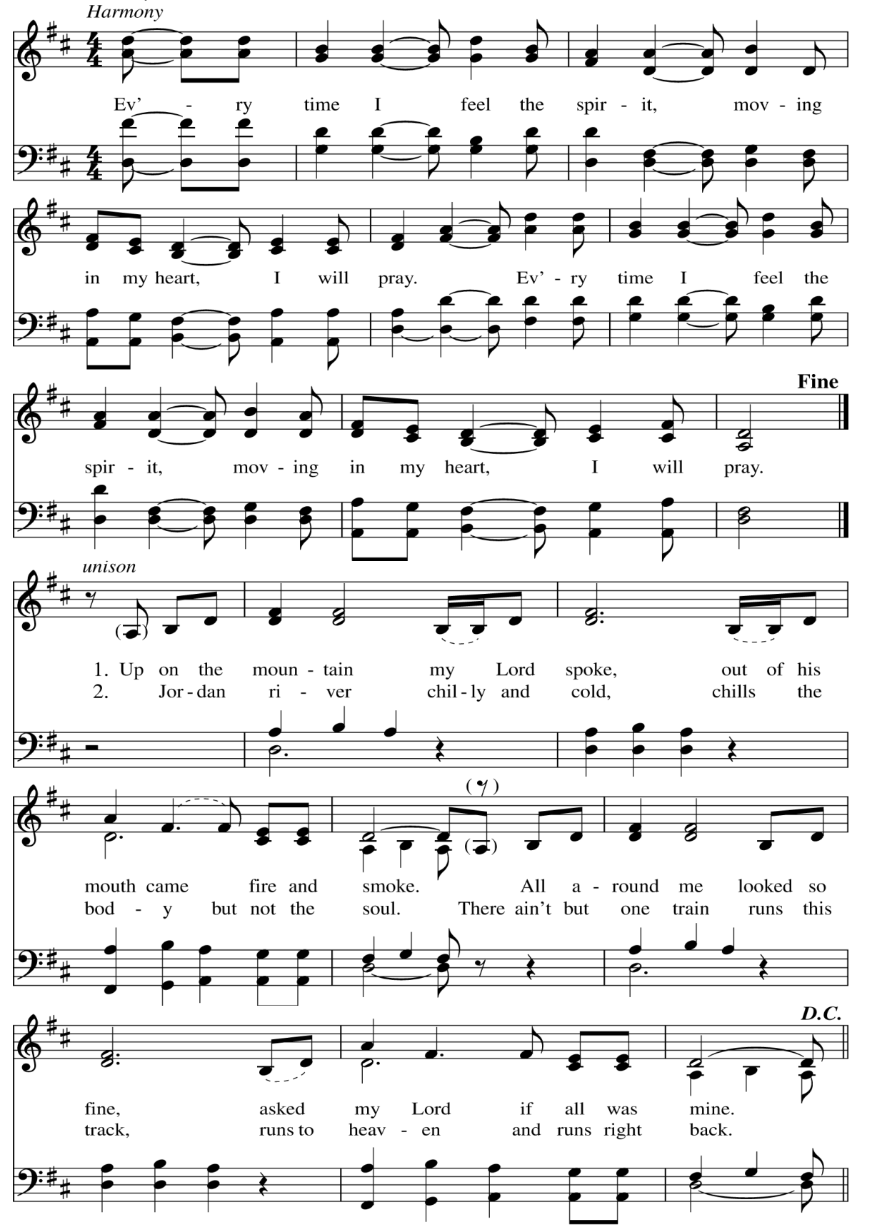 WLP 751, Every Time I Feel the Spirit, music, both verses, and refrain