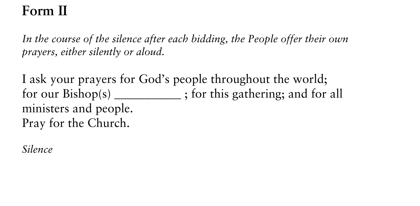 Prayers of the People Form II, BCP page 385