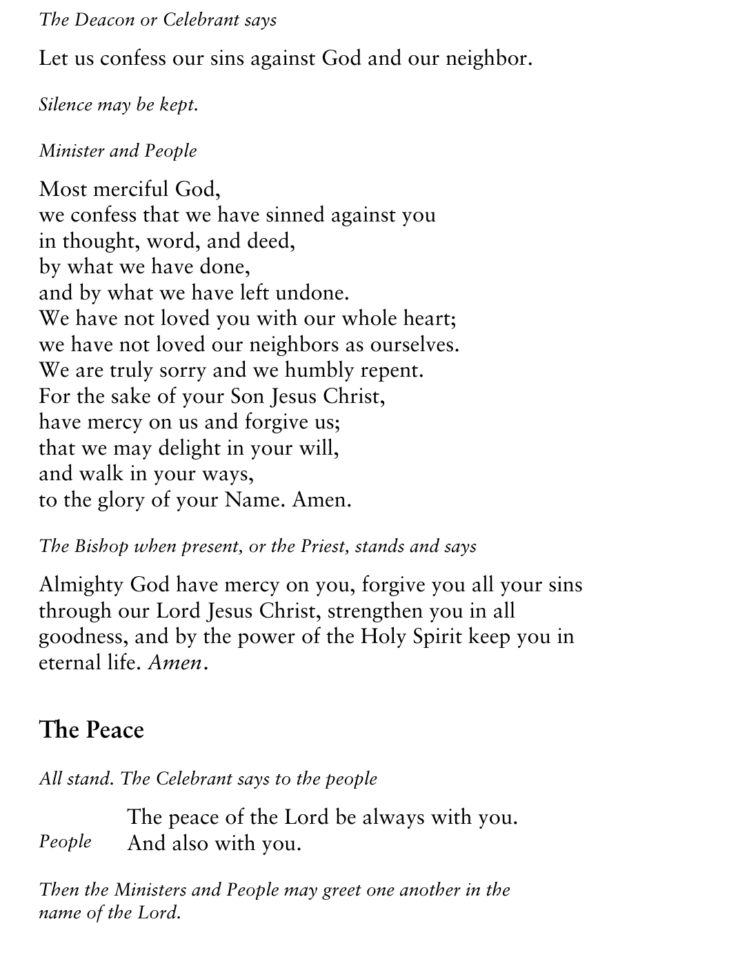 Confession and Peace, BCP page 360