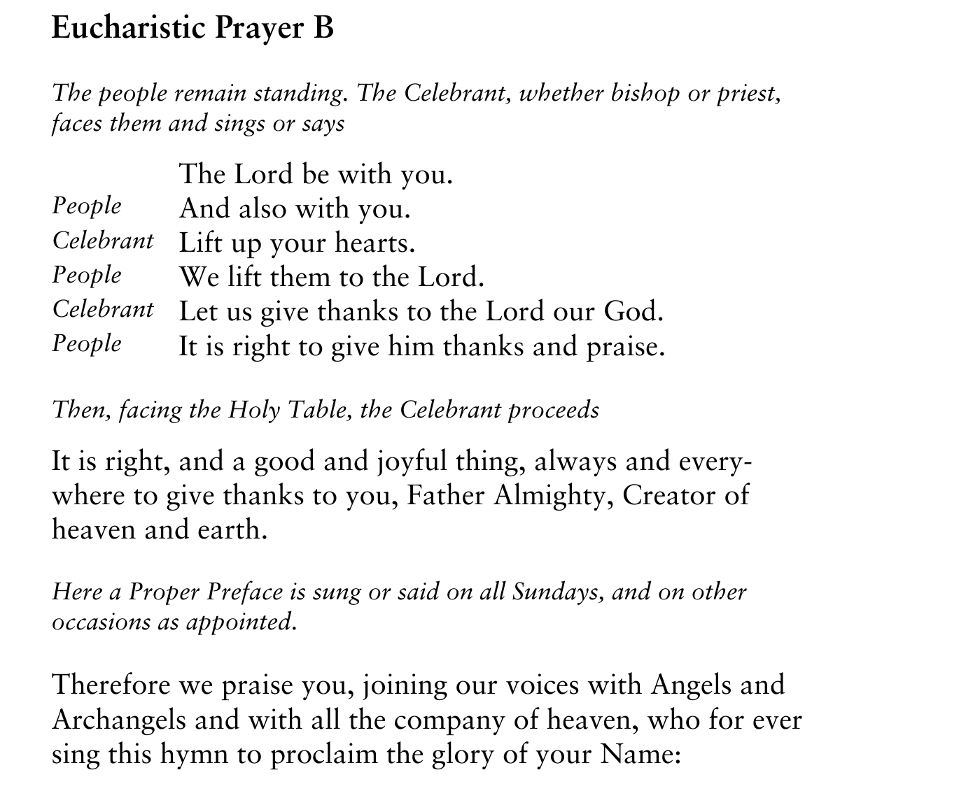 Eucharistic Prayer B, BCP page 367