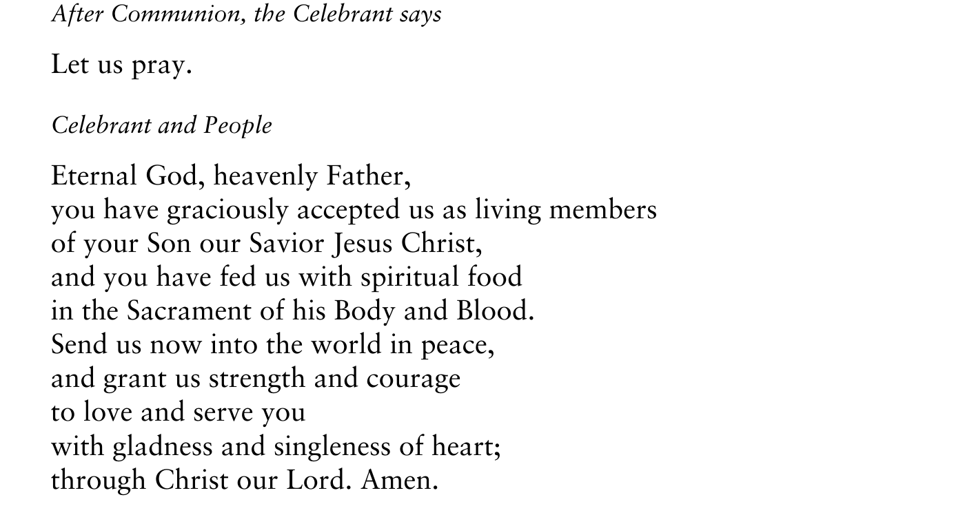 Post Communion Prayer, BCP page 365