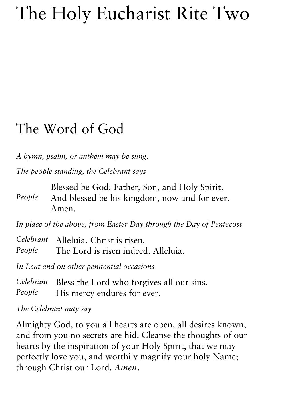 Opening Sentences, BCP page 355