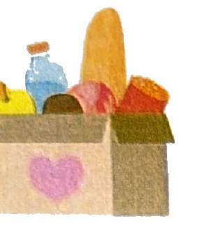 Illustration of a box filled with groceries