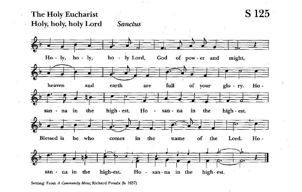 Sanctus, S 125, musical notation and text