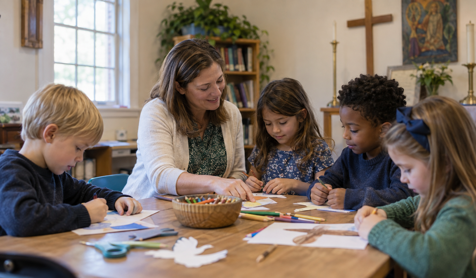 Children learning together in Sunday school at St. Peter's