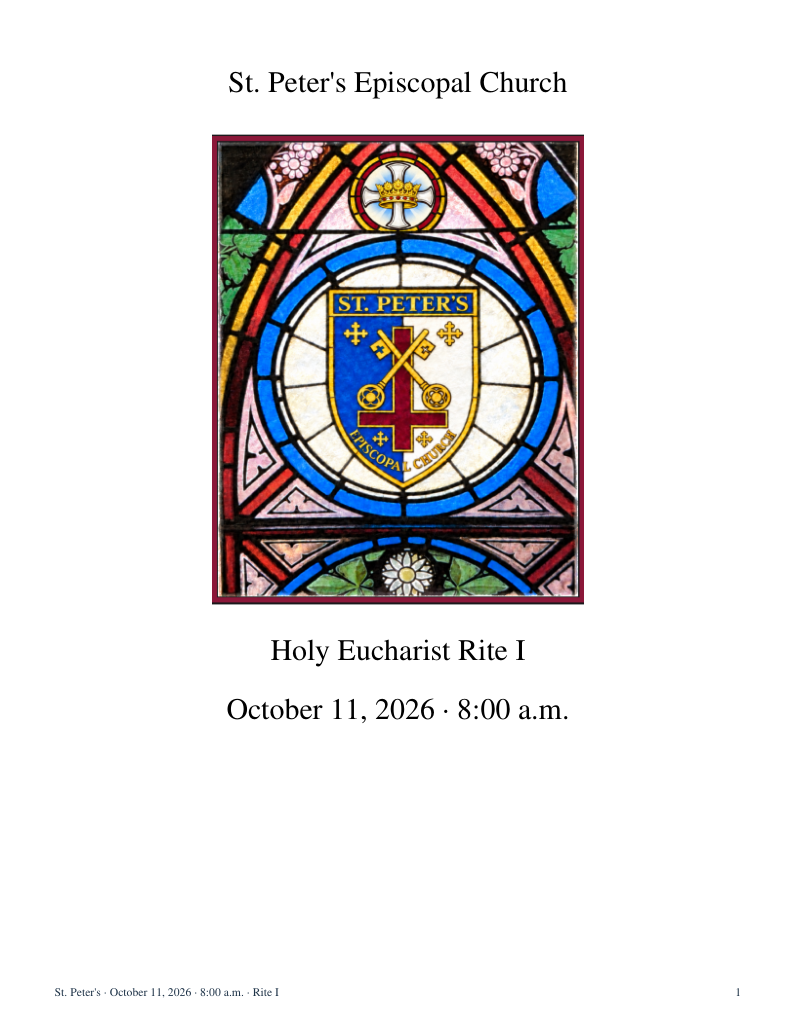St. Peter’s · October 11, 2026 · 8:00 a.m. · Holy Eucharist Rite I