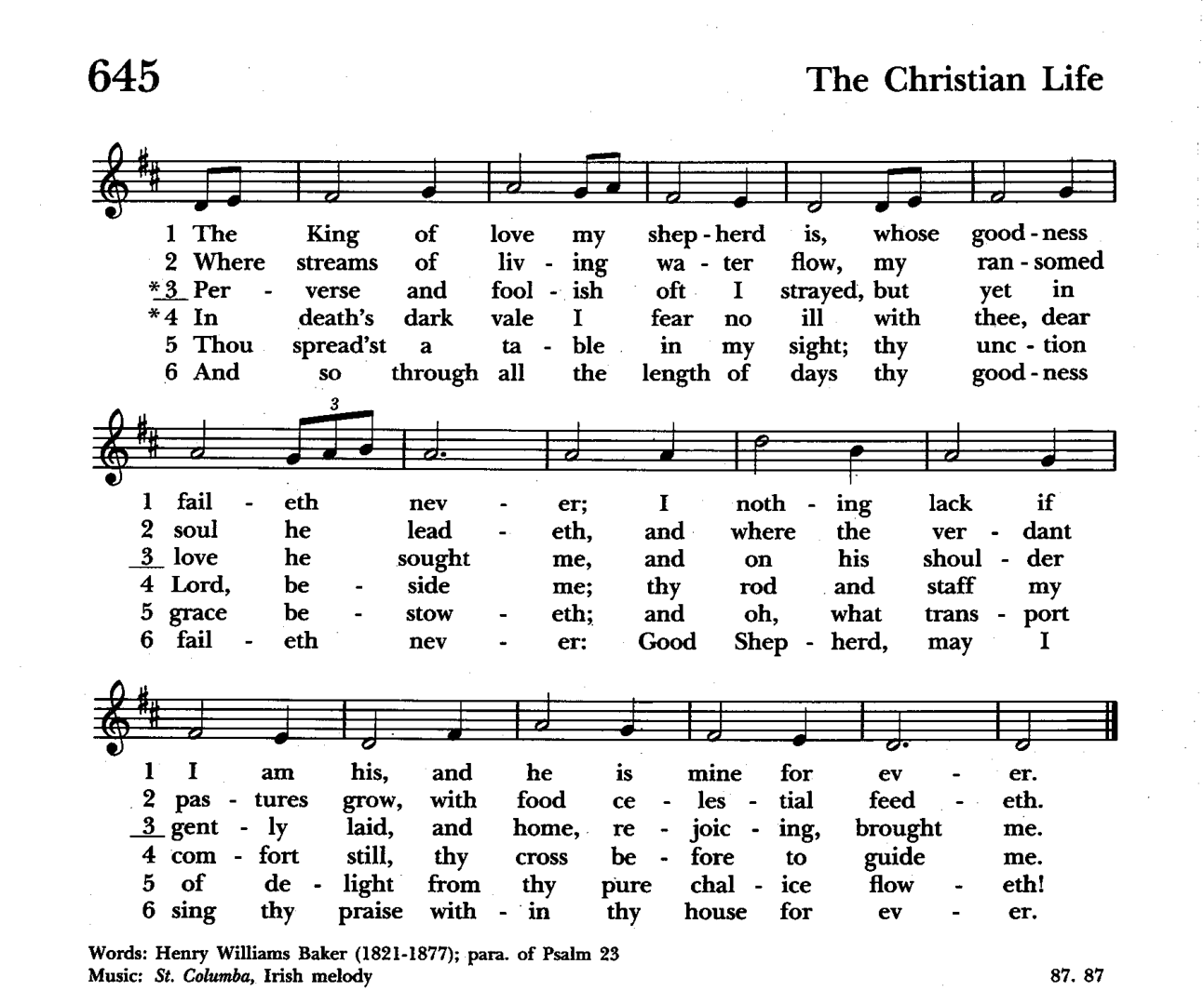 Hymn 645, all six verses; sing 1–2 before the Gospel and 6 after