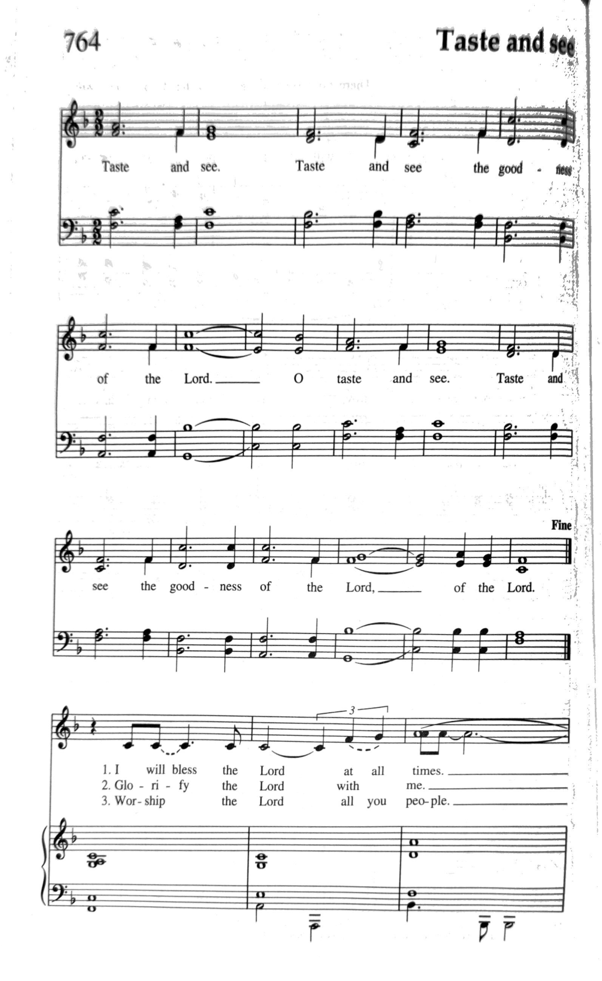 Taste and See WLP 764, refrain and beginning of verses