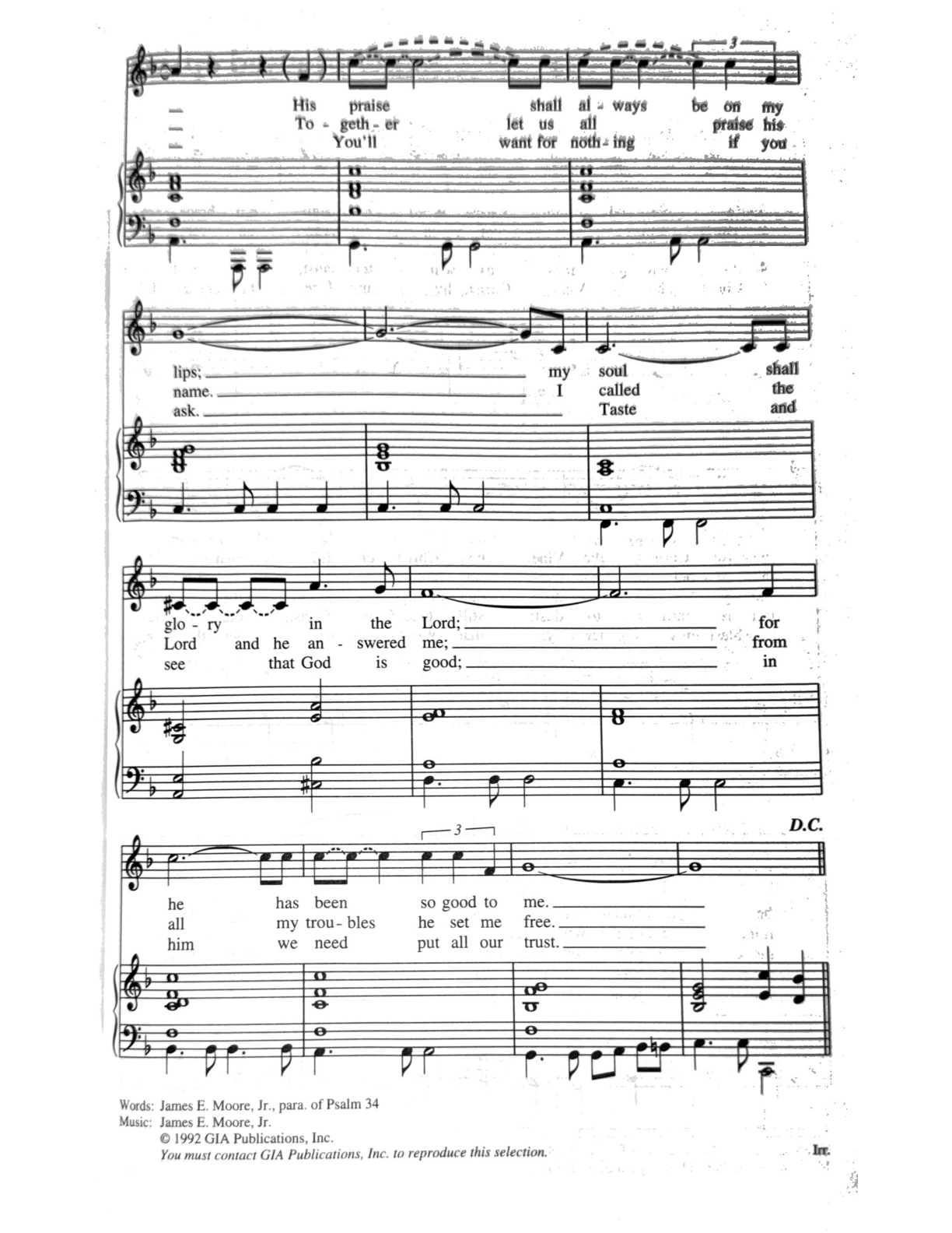 Taste and See WLP 764, continuation of all three verses and copyright credit